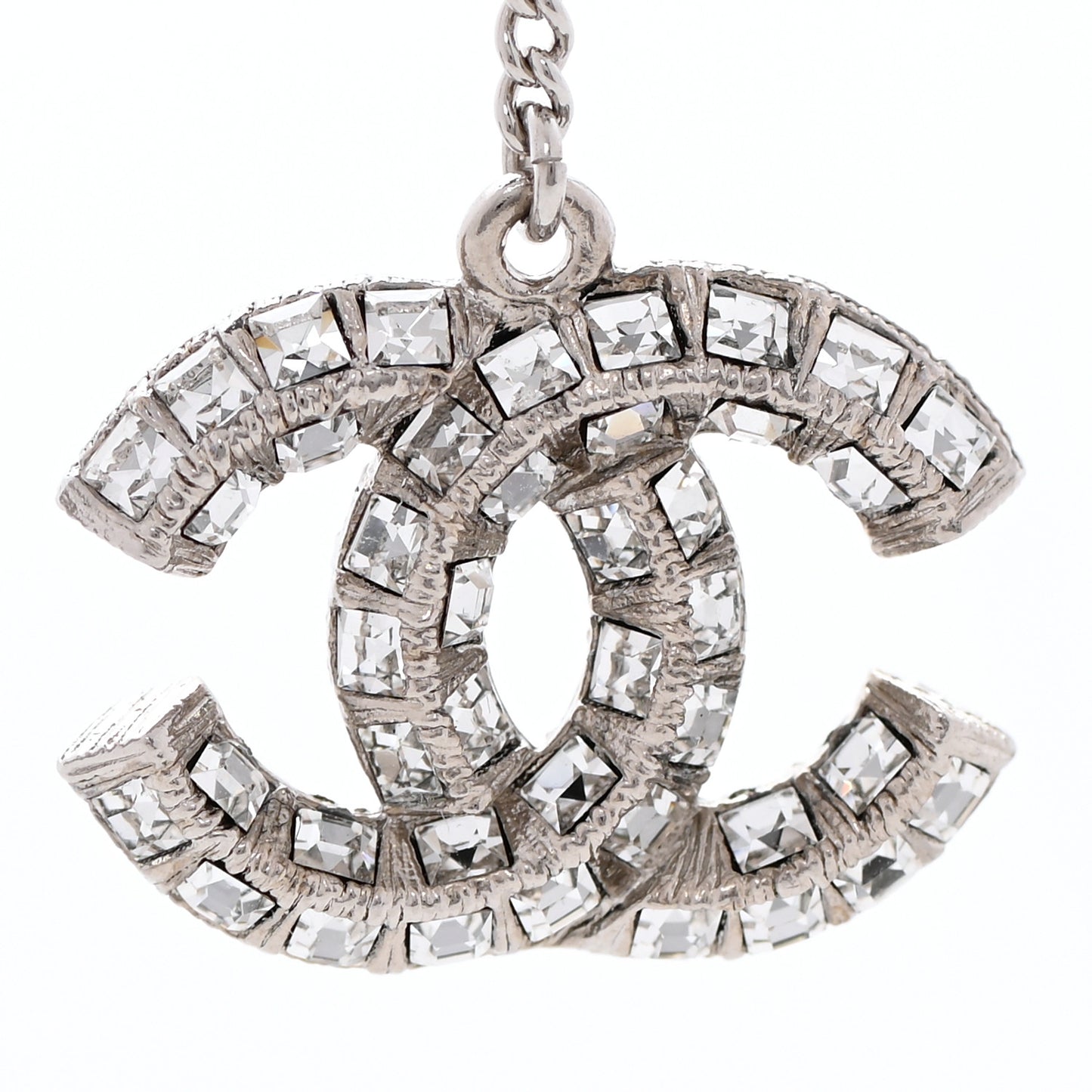 Baguette Crystal CC Drop Earrings Silver