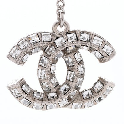 Chanel Baguette Crystal CC Drop Earrings Silver 4 of 4