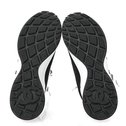 Chanel Fabric Suede Kidskin CC Sneakers 36 Dark Navy White 5 of 7