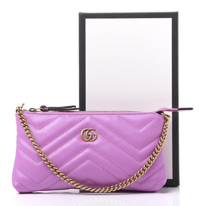 Gucci Calfskin Matelasse Mini GG Marmont Chain Bag Candy Mousse 9 of 9
