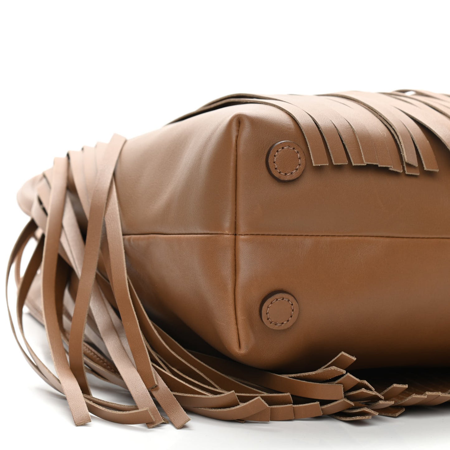 Montana Calf Fringe Trimmed Bucket Bag Cannella