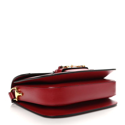 Gucci GG Supreme Monogram Azalea Calfskin Horsebit 1955 Shoulder Bag Beige Ebony New Cherry Red 4 of 10