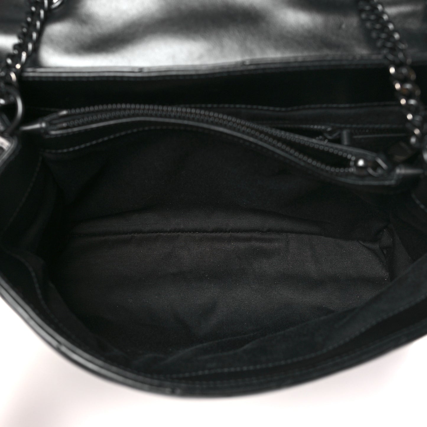 Calfskin Y Quilted Monogram Monochrome Medium Loulou Chain Satchel Black
