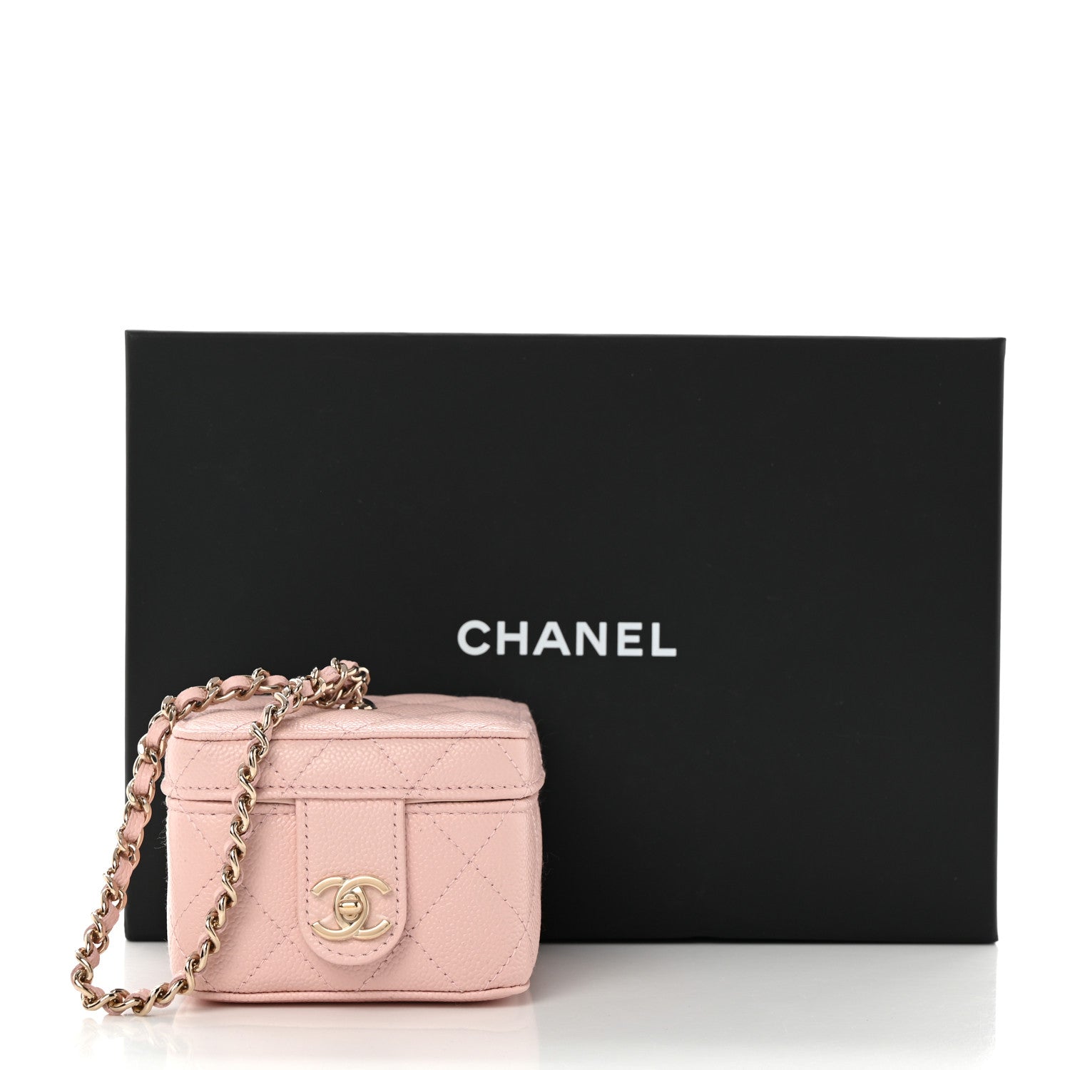 Chanel Caviar Quilted Mini Vanity Wrist Case With Chain Light Pink 7 of 7