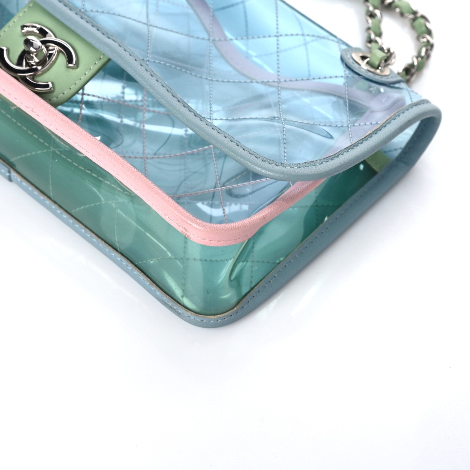 Chanel Lambskin PVC Quilted Medium Coco Splash Flap Blue Green 6 of 9