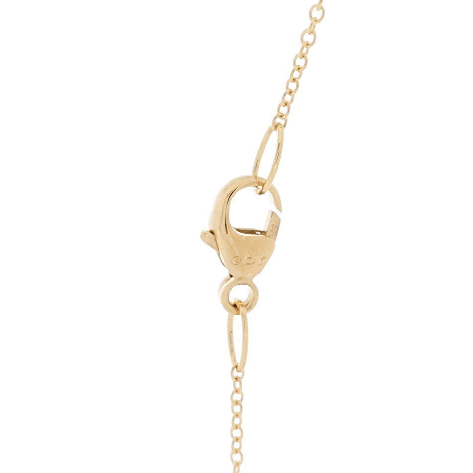 18K Yellow Gold Diamond Turquoise 7mm Petite Chatelaine Pendant Necklace