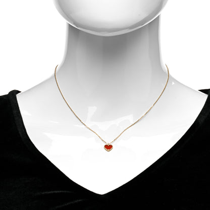 Van Cleef & Arpels 18K Rose Gold Carnelian Sweet Alhambra Heart Pendant Necklace 2 of 5