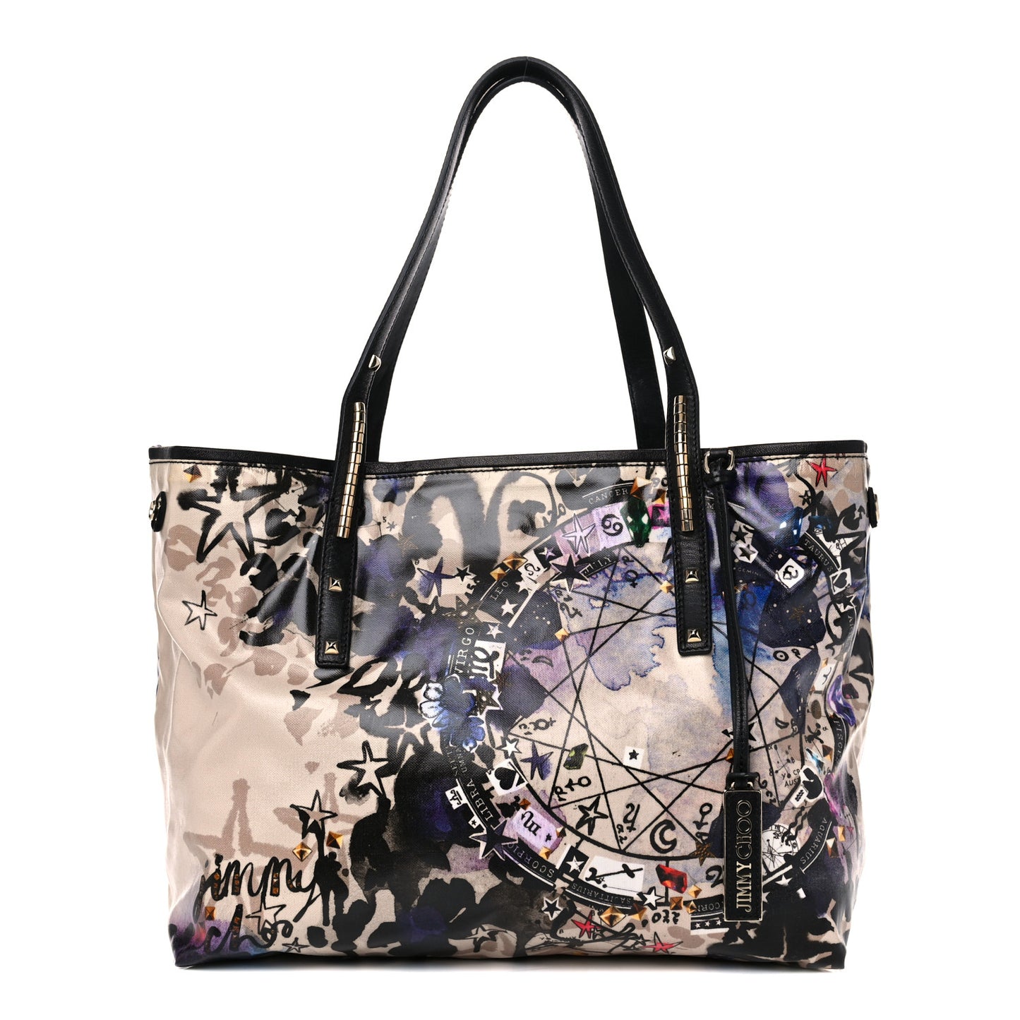 Glazed Canvas Zodiac Tote Black