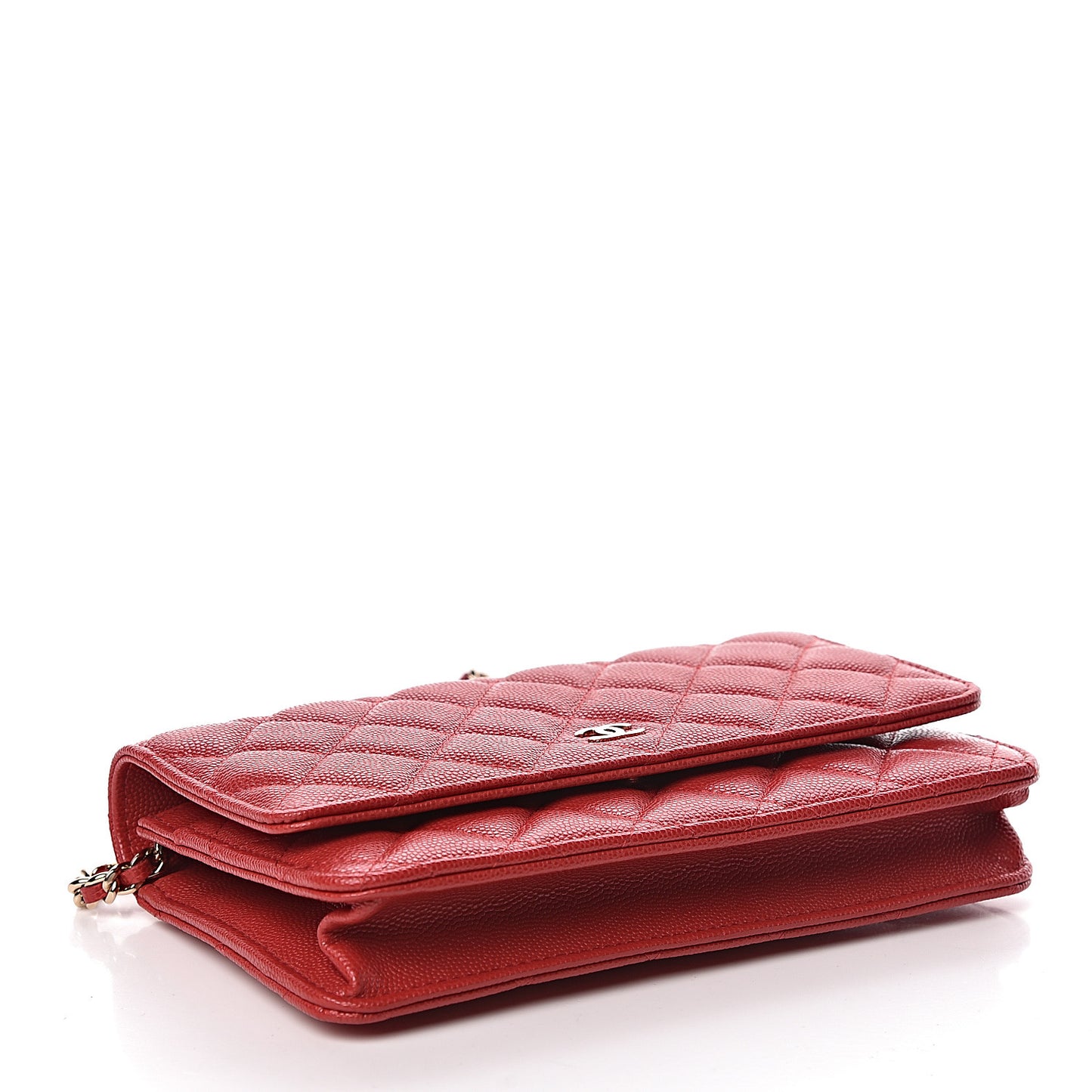 Caviar Quilted Wallet on Chain WOC Red