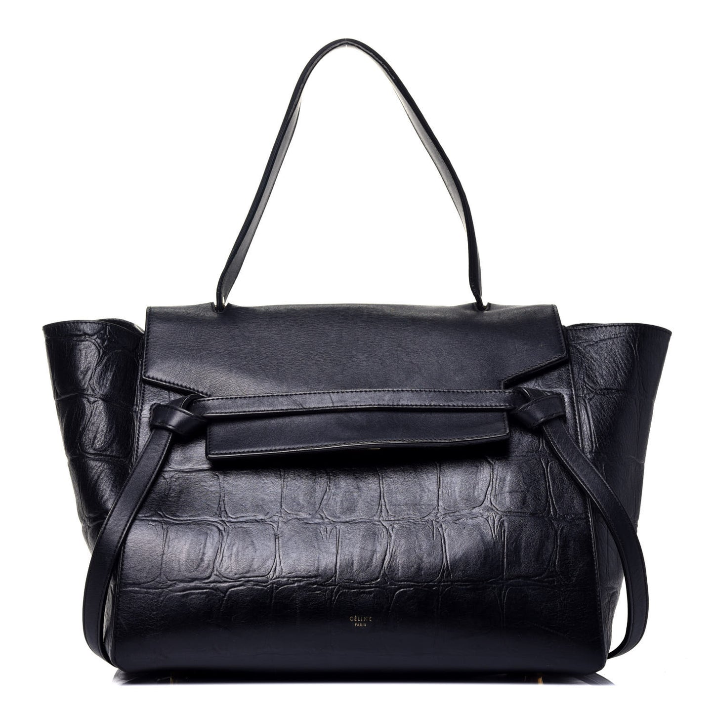 Calfskin Crocodile Embossed Small Belt Bag Navy