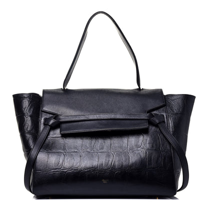 Celine Calfskin Crocodile Embossed Small Belt Bag Navy 1 of 9