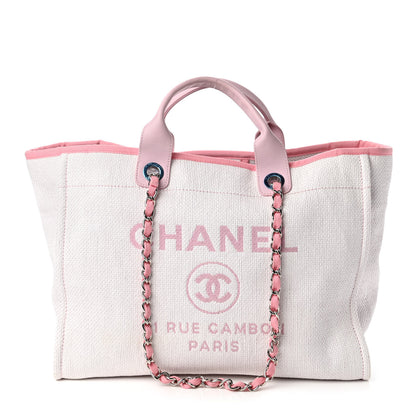 Chanel Woven Straw Raffia Medium Deauville Tote Pink 1 of 10
