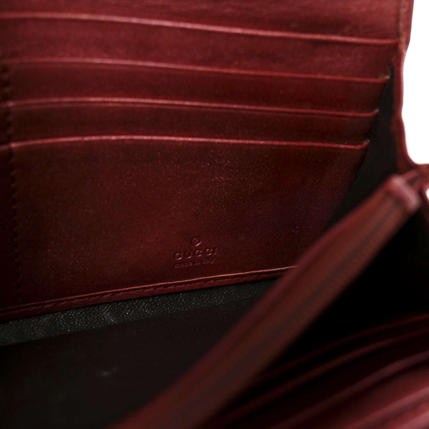 Metallic Guccissima Lovely Heart Continental Wallet Red