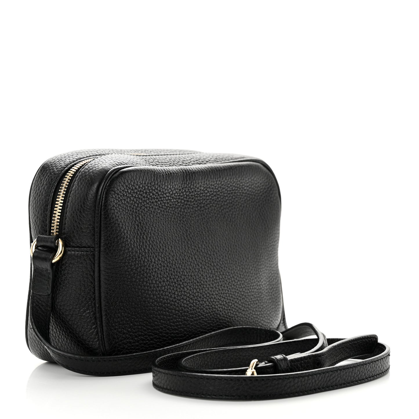 Pebbled Calfskin Small Soho Disco Bag Black