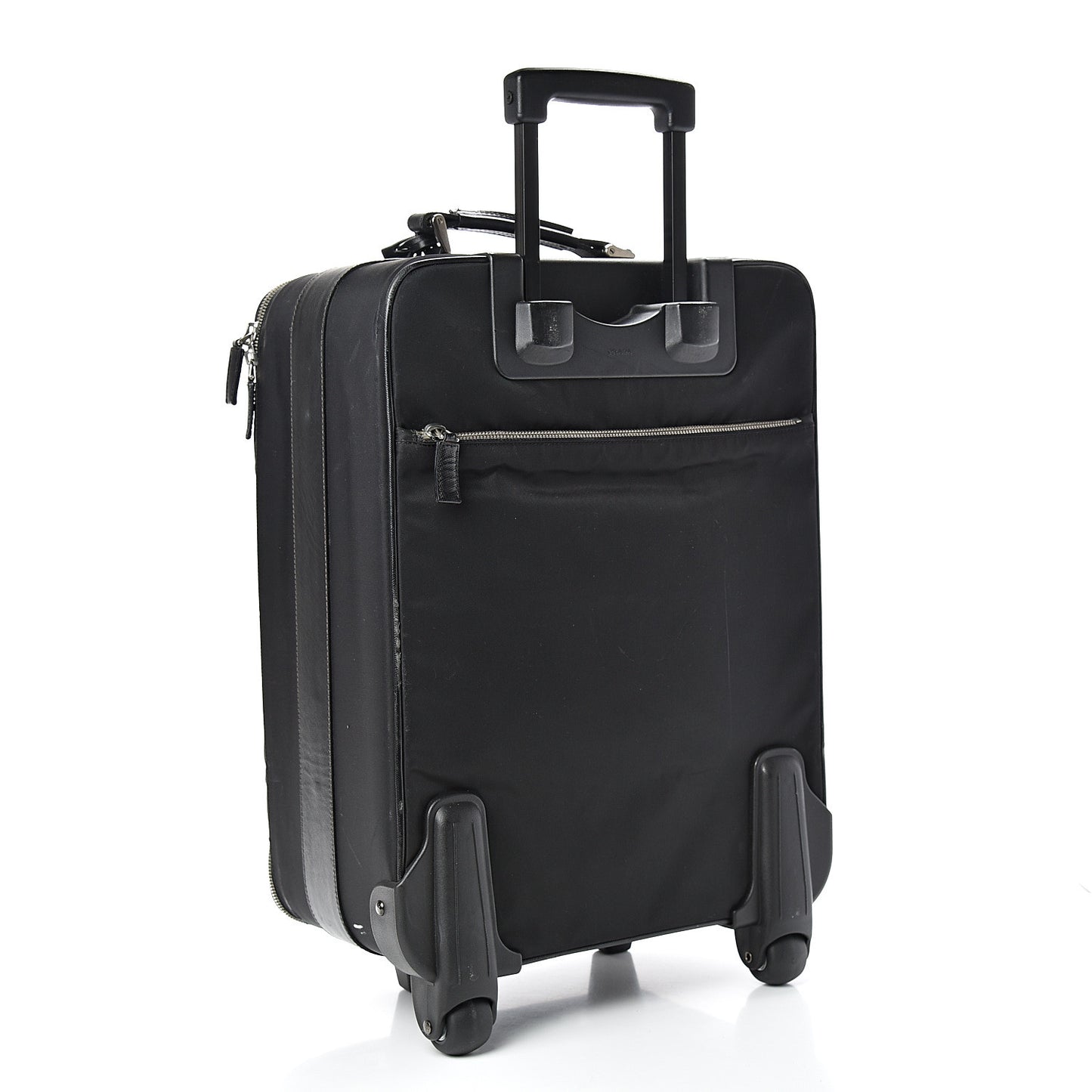 Tessuto Nylon Saffiano Trolley Luggage Black