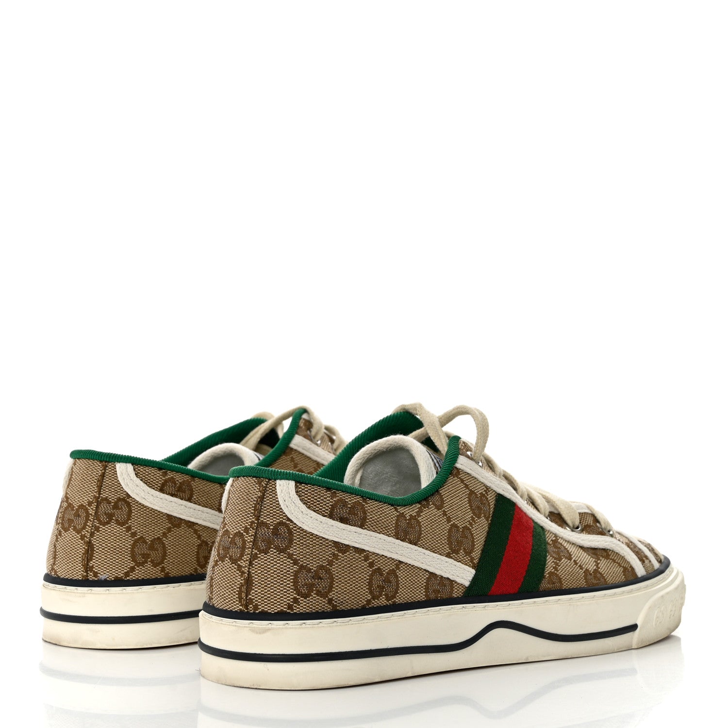 Gucci GG Monogram Web Womens 1977 Tennis Sneakers 39.5 Beige Ebony Mystic White 4 of 8