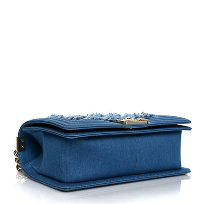 Chanel Denim Pleated Medium Boy Flap Light Blue 4 of 10