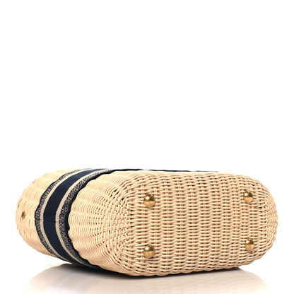 Christian Dior Wicker Oblique Basket Bag Blue 4 of 10