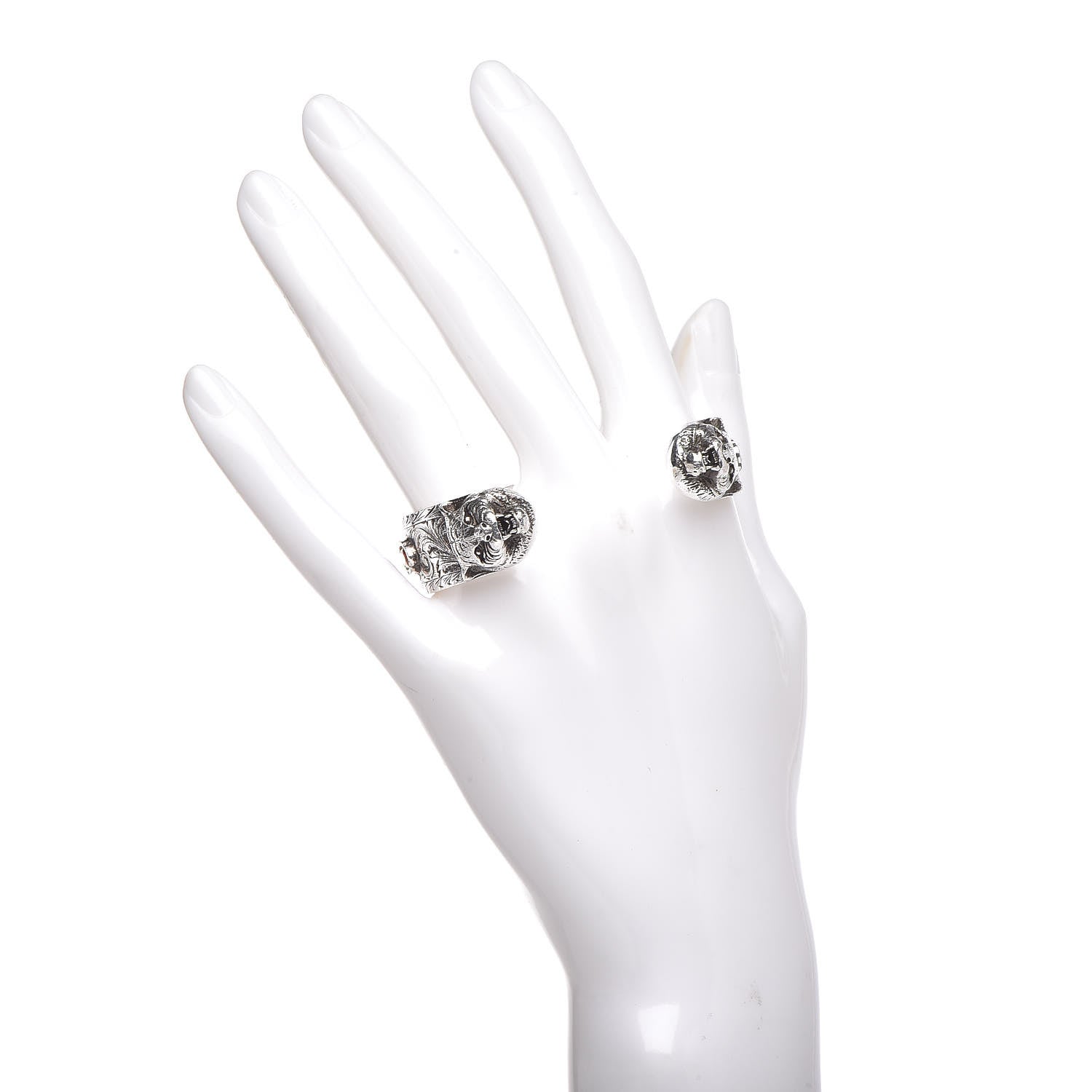 Gucci Sterling Silver Crystal Le Marche Des Merveilles Tiger Cuff Bracelet Orange 2 of 6