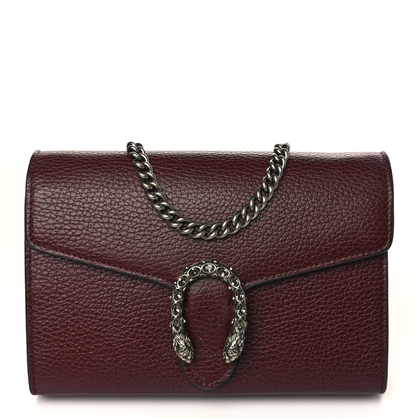 Dollar Calfskin Crystal Mini Dionysus Chain Wallet Vintage Bordeaux