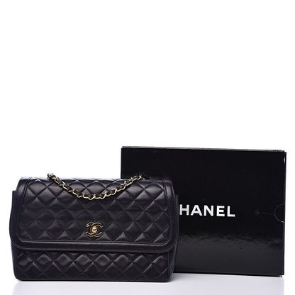 Chanel Lambskin Quilted Medium Single Flap Navy Blue 16 of 16