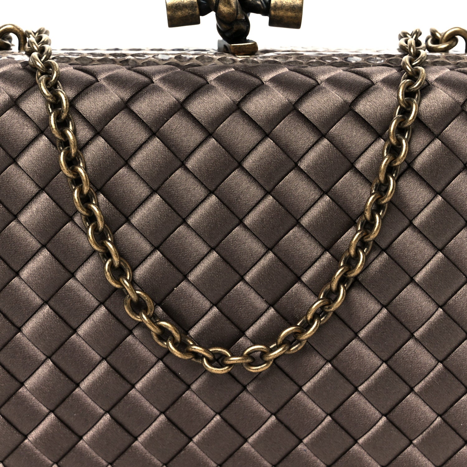 Bottega Veneta Satin Intreccio Impero Ayers Chain Knot Taupe 7 of 9