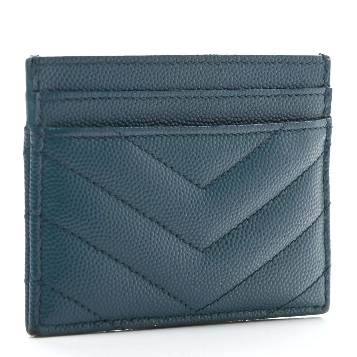 Grain De Poudre Matelasse Chevron Monogram Credit Card Case Peacock Green