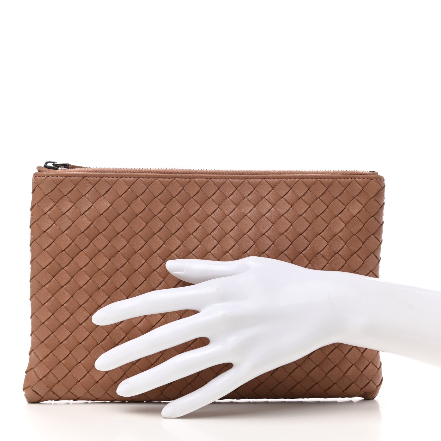 Bottega Veneta Nappa Intrecciato Medium Zip Pouch Noce 2 of 8