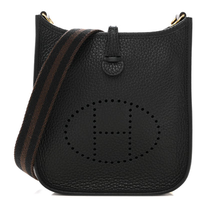 Hermes Taurillon Clemence Amazone Evelyne TPM Black Chocolate 1 of 12