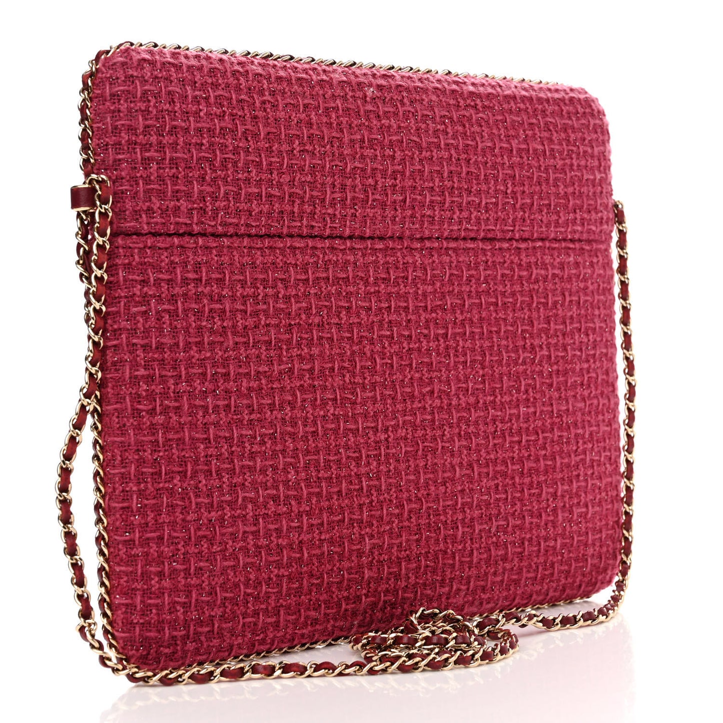 Tweed Chain Around Tablet Holder Crossbody Pink