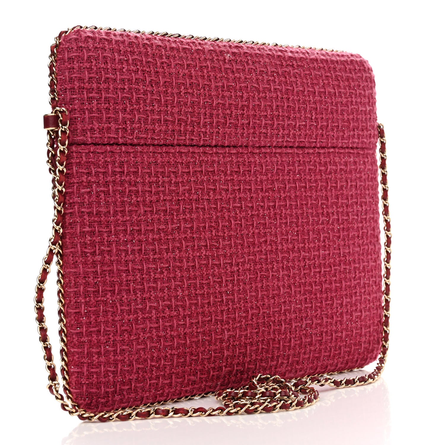 Chanel Tweed Chain Around Tablet Holder Crossbody Pink 4 of 13