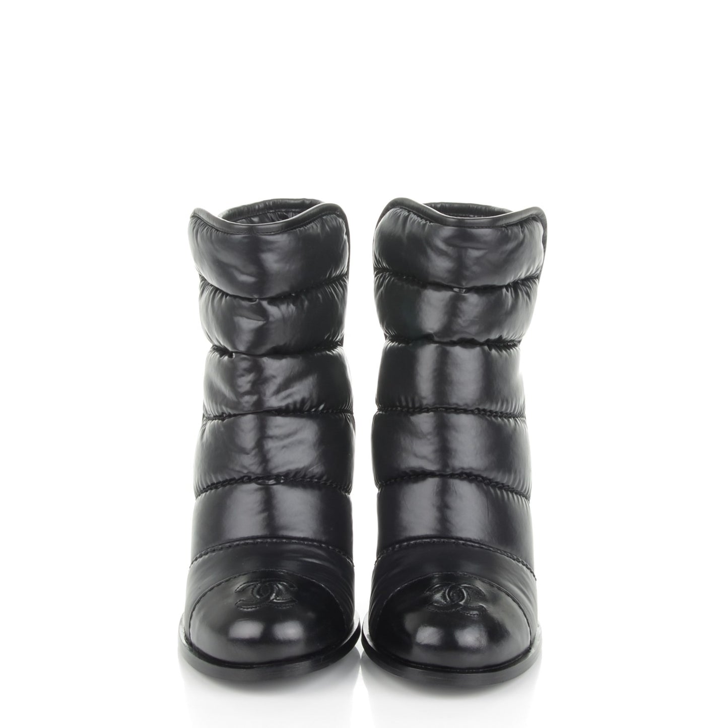 Calfskin Nylon Quilted CC Short Boots 39.5 Black