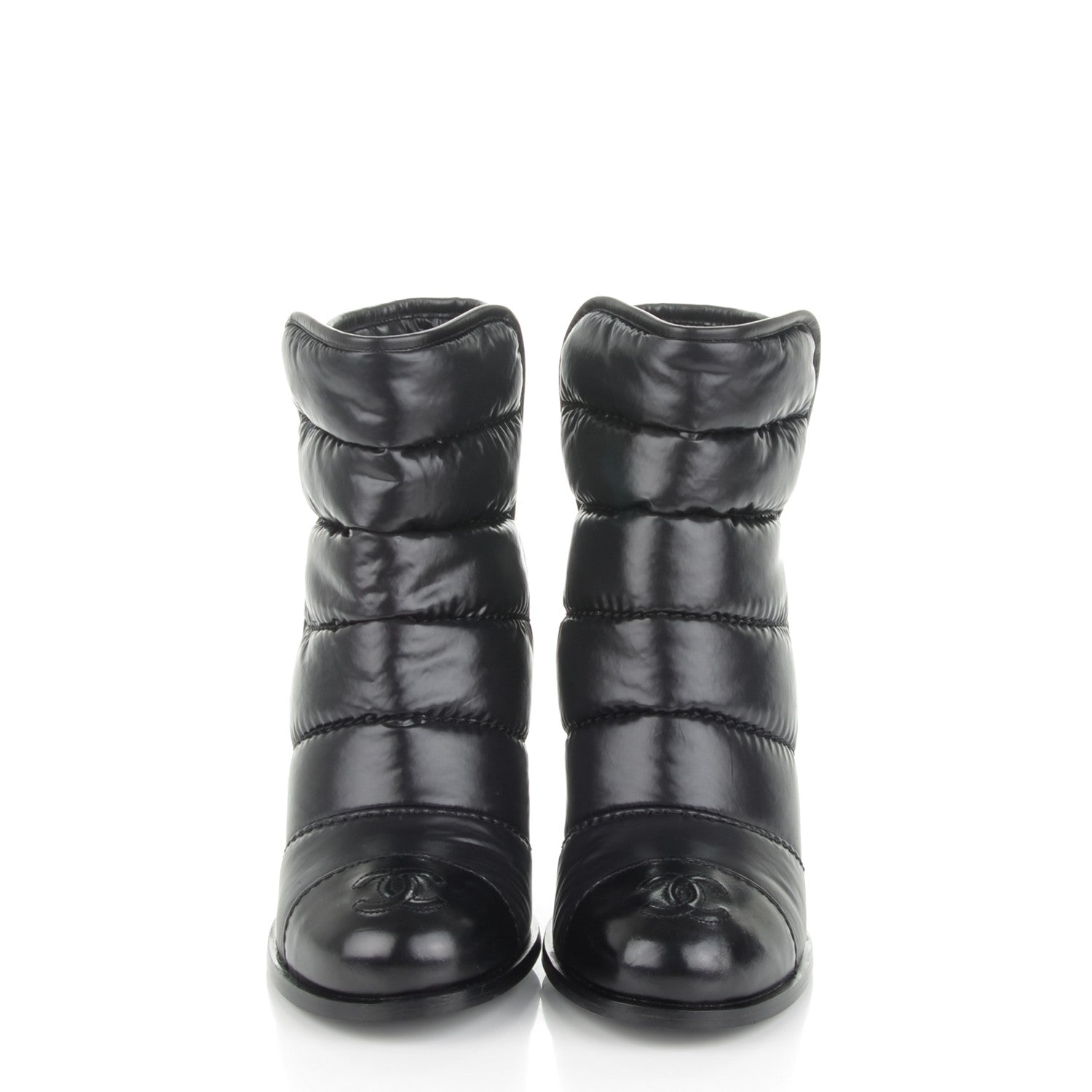 Chanel Calfskin Nylon Quilted CC Short Boots 39.5 Black 2 of 6