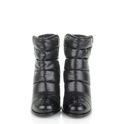 Chanel Calfskin Nylon Quilted CC Short Boots 39.5 Black 2 of 6