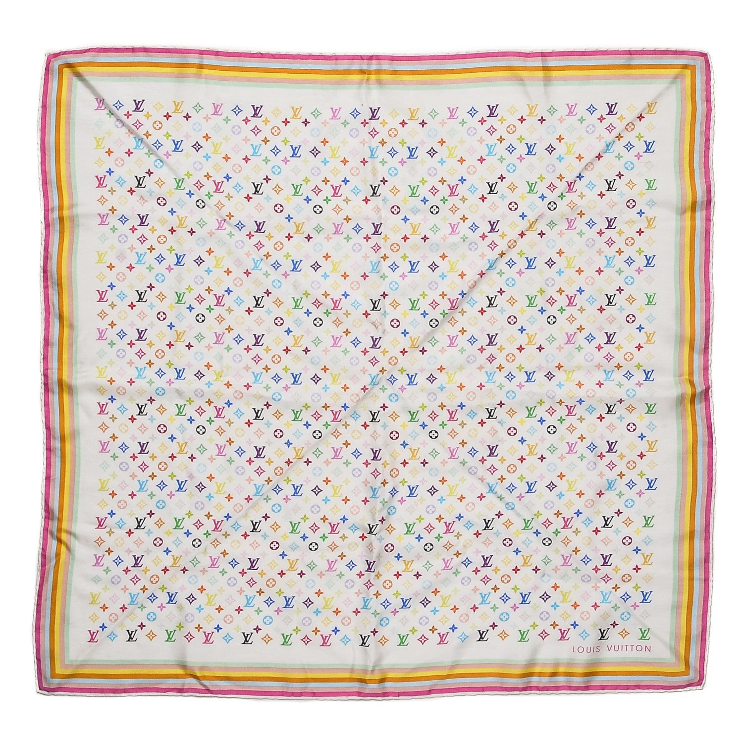 Louis Vuitton Silk Multicolor Square Scarf White 1 of 5