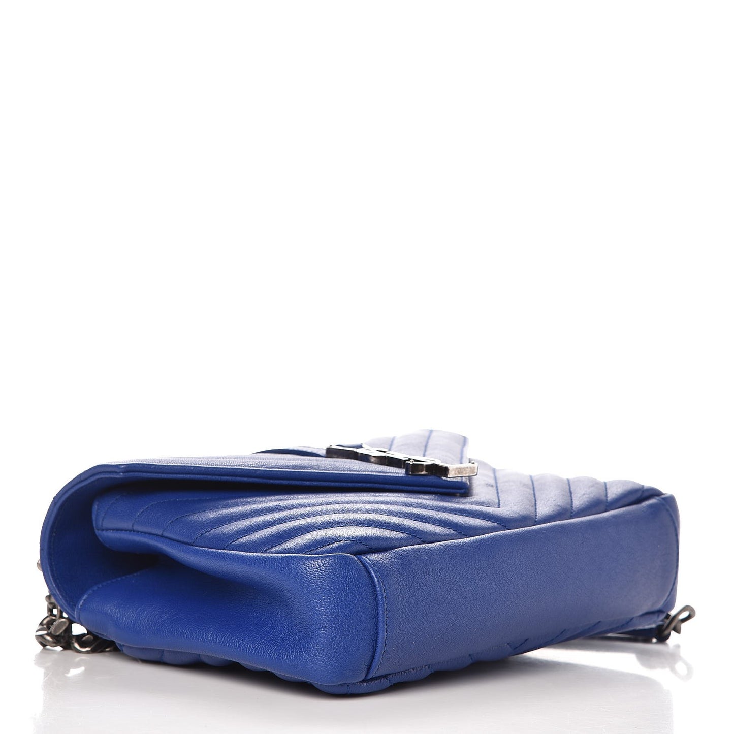 Sheepskin Matelasse Chevron Monogram Medium College Bag Royal Blue