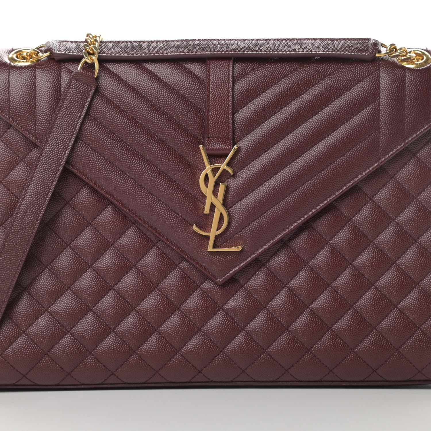 Saint Laurent Grain De Poudre Mixed Matelasse Large Triquilt Monogram Satchel Rouge Legion 8 of 10