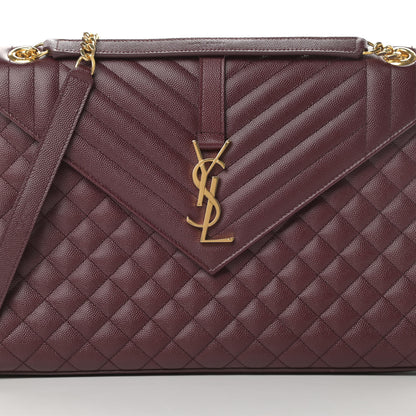 Saint Laurent Grain De Poudre Mixed Matelasse Large Triquilt Monogram Satchel Rouge Legion 8 of 10