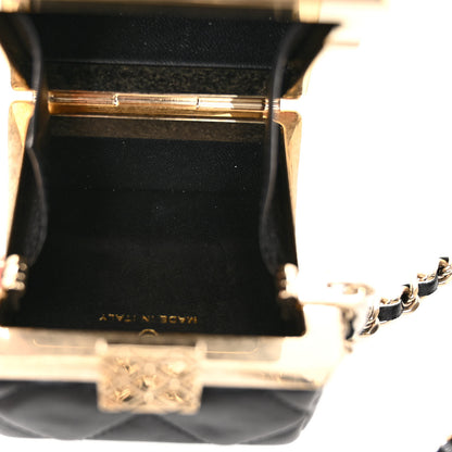 Chanel Lambskin Quilted Clutch With Chain Black White 5 of 10