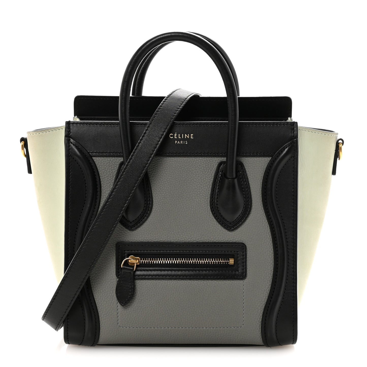 Baby Grained Calfskin Nano Tri-Color Luggage Zinc Almond