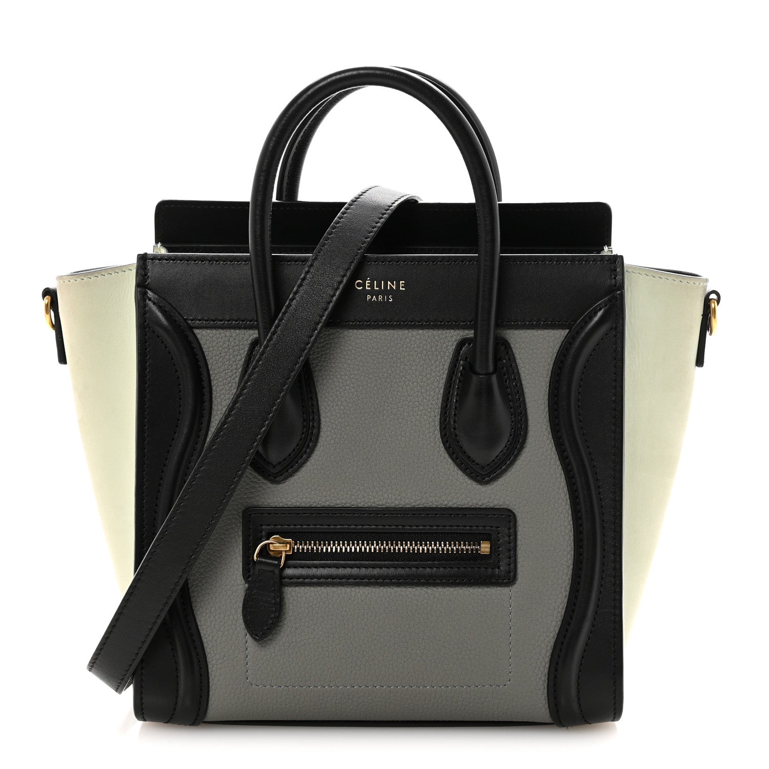 Celine Baby Grained Calfskin Nano Tri-Color Luggage Zinc Almond 1 of 9