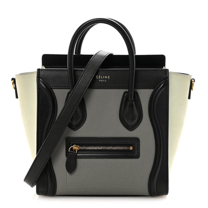 Celine Baby Grained Calfskin Nano Tri-Color Luggage Zinc Almond 1 of 9