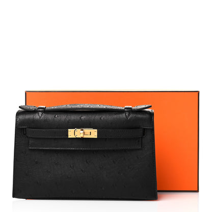Hermes Ostrich Kelly Pochette Black 11 of 11