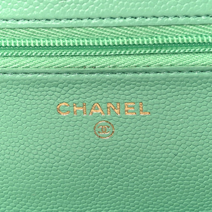 Chanel Caviar Quilted Wallet on Chain WOC Green 6 of 13