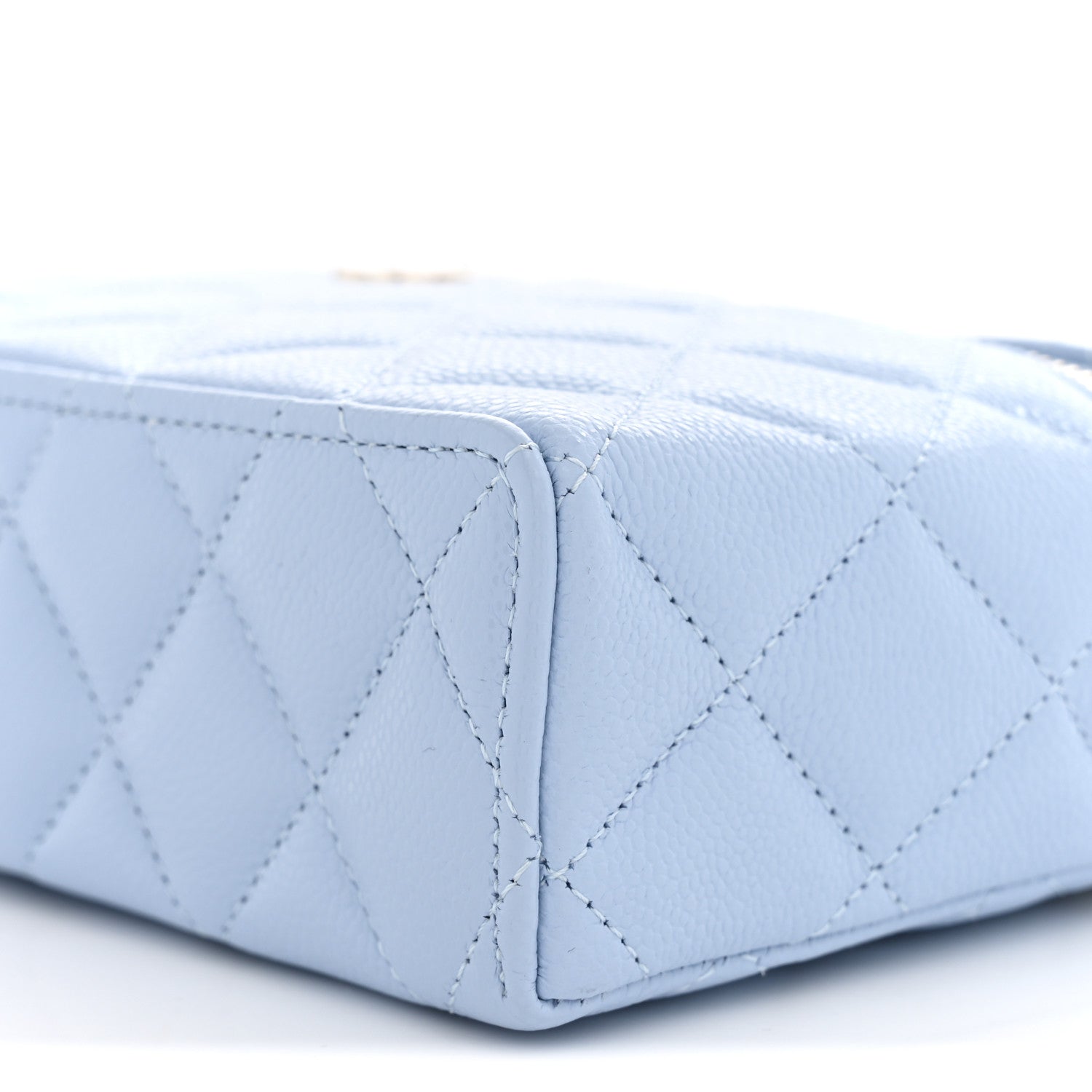 Chanel Caviar Quilted Top Handle Slim Vanity With Chain Light Blue 10 of 11