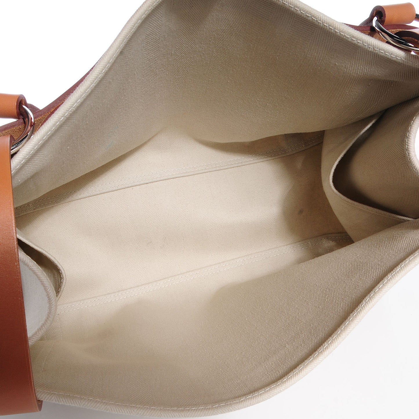 Natural Hunter Calfskin Toile Chevron Cabalicol Tote Chalk