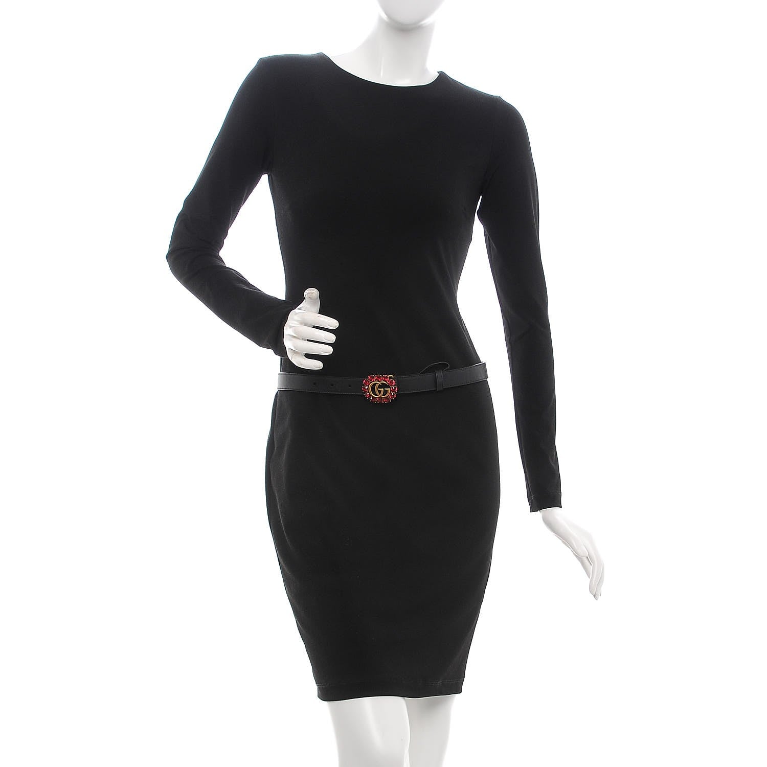 Gucci Calfskin Crystal Double G 30mm Belt 75 30 Black 2 of 6