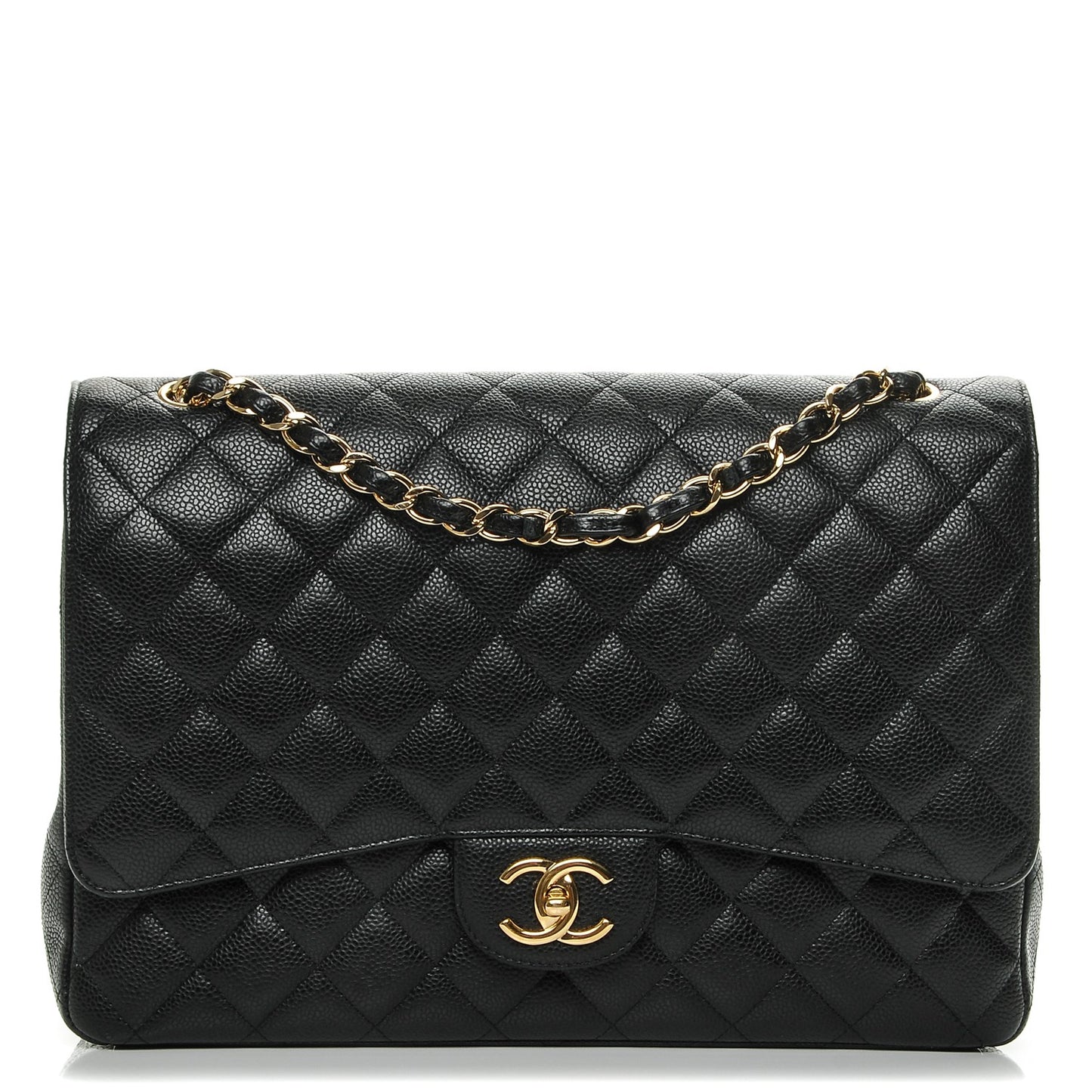 Caviar Quilted Maxi Double Flap Black