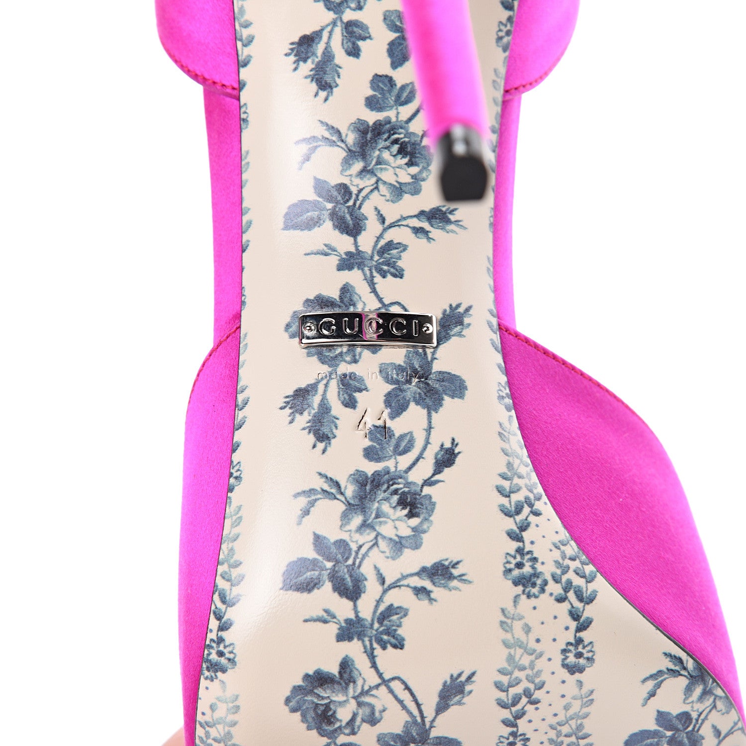 Gucci Satin Daisy Ankle Strap d'Orsay 105 Pumps 41 Fuchsia 7 of 8