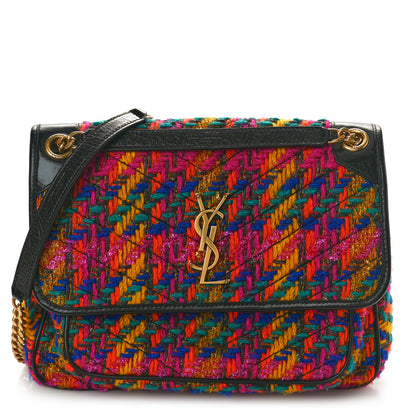 Saint Laurent Tweed Calfskin Matelasse Monogram Medium Niki Chain Satchel Multicolor 1 of 11